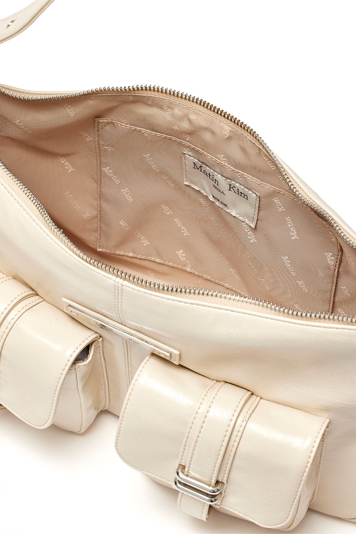 MATIN KIM DOUBLE POCKET SHOULDER BAG IN CREAM | WY Store