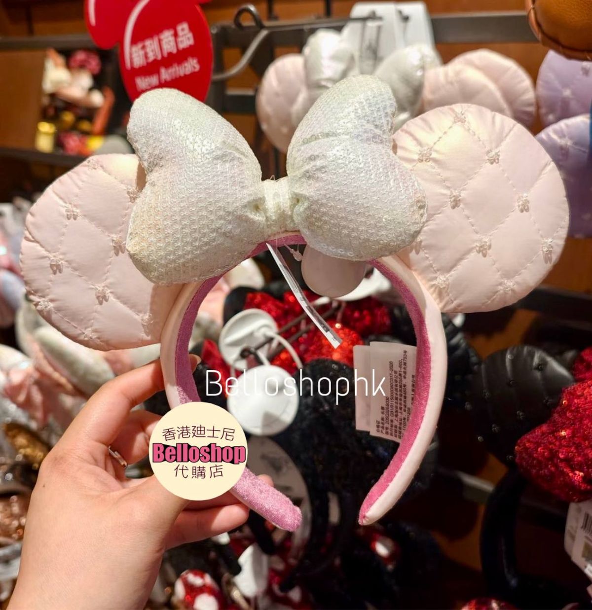 SHDR - Pearl White Minnie Ears with Creamy Sequin Bow  display picture 3