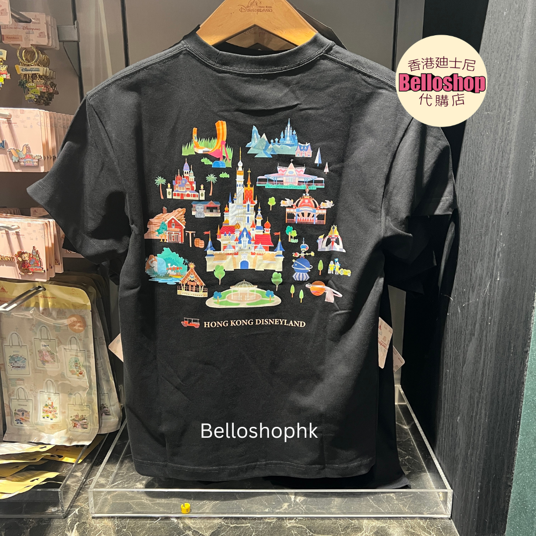 HKDL - Black T-Shirt for Adults “Hong Kong Disneyland Park Map