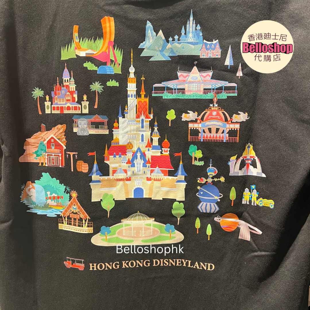 HKDL - Black T-Shirt for Adults “Hong Kong Disneyland Park Map