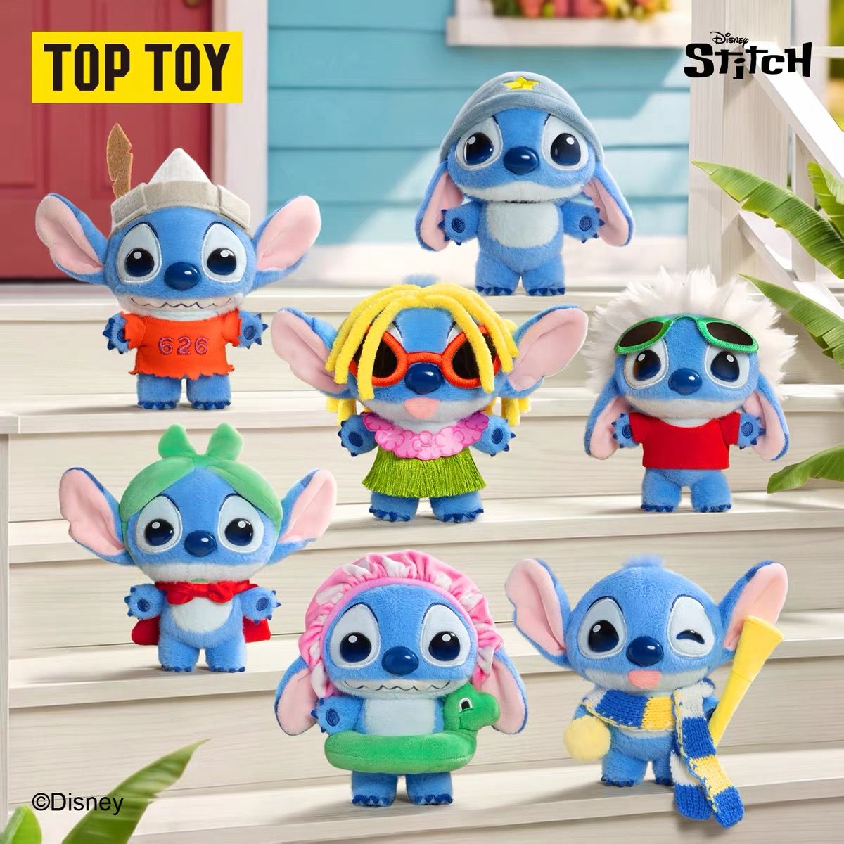Other / Disney × TOP TOY Stitch Cute Outfit Series Plush Keychain